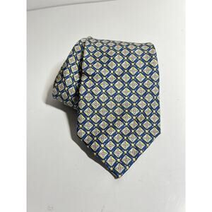 Hermes EUC Blue Flower Print 100% Silk Tie 58" x 3.5"